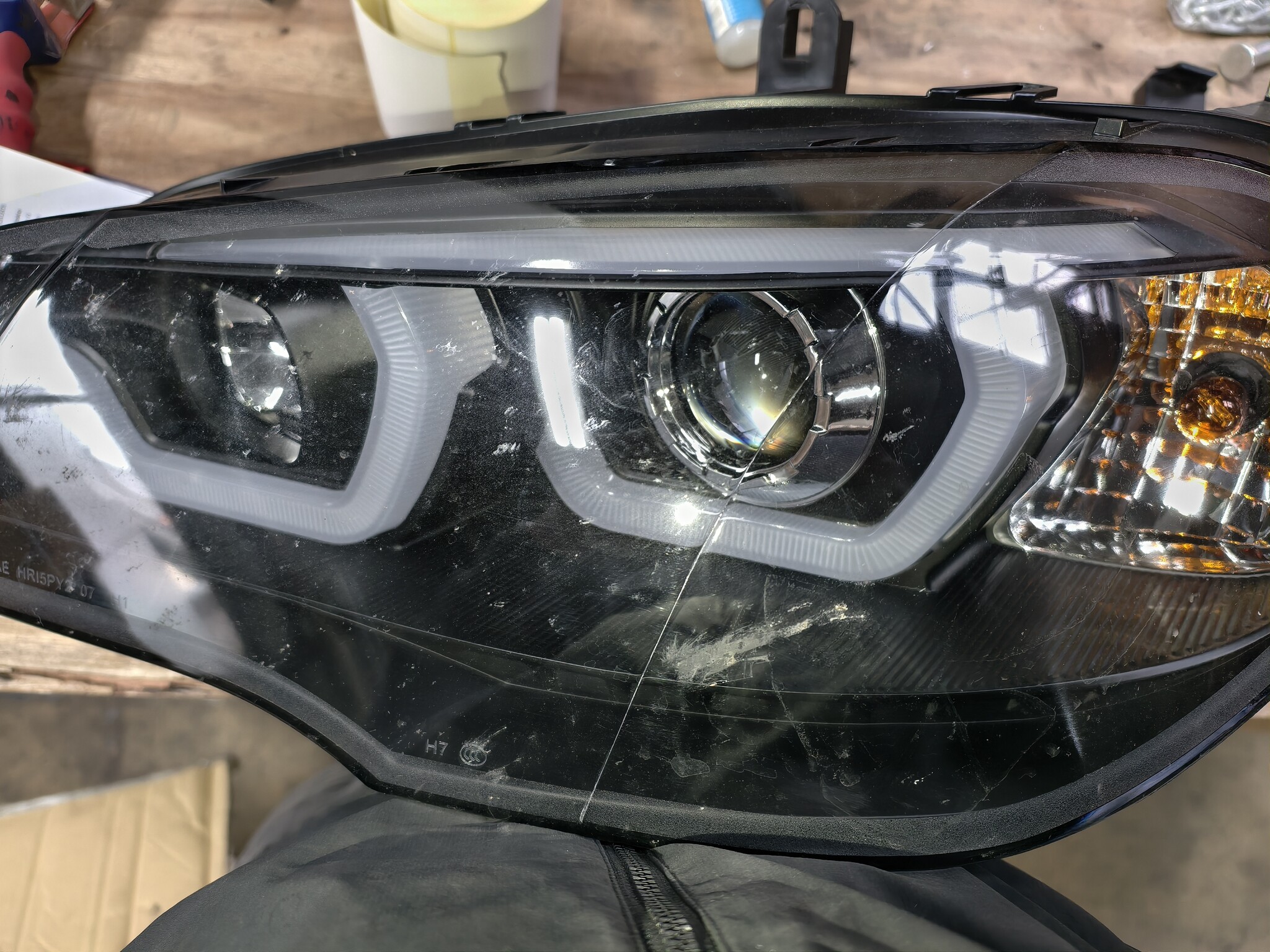 BMW X5 E70 Koplampen 2007-2013 Zwart 3D LED Halo DRL -55%