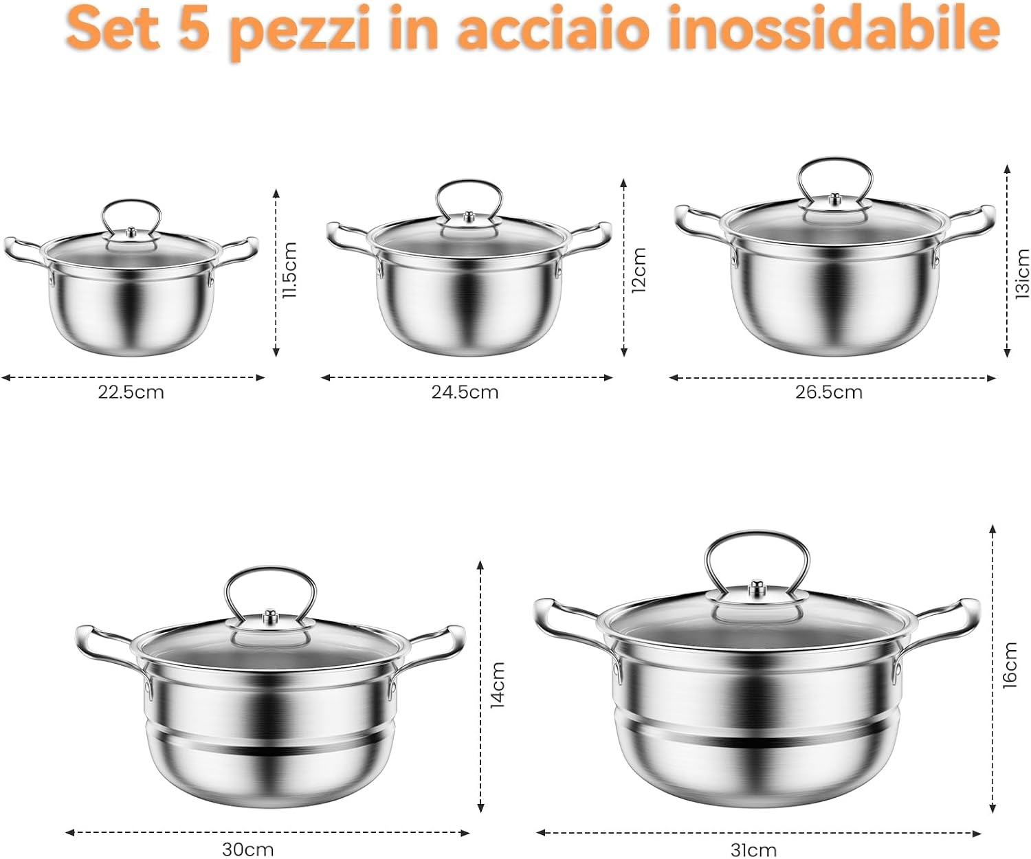 RVS Kookpannenset 12-delig | Inductie & Gas | Zilver | 33% Korting