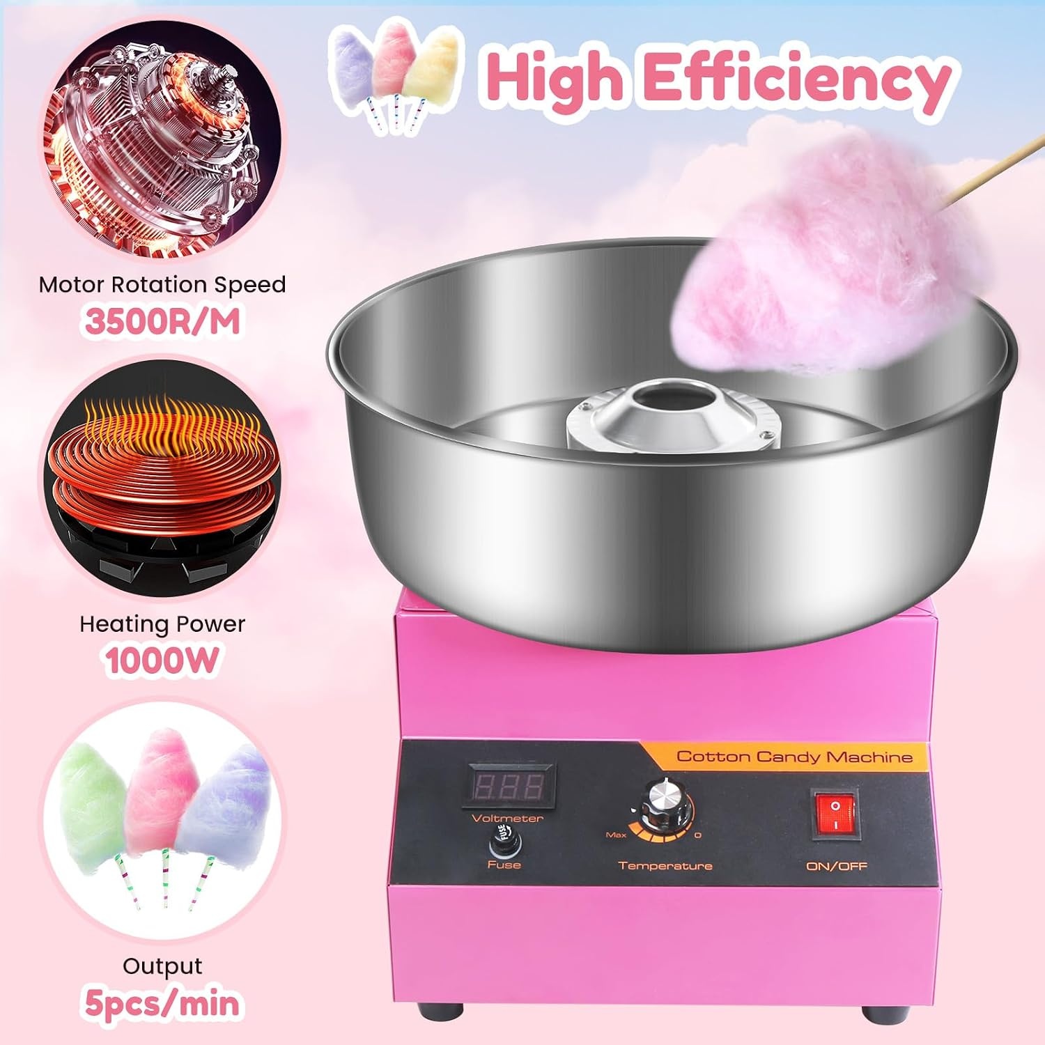 Commerciële Elektrische Suikerspinmachine 1000W Roze - 34% Korting