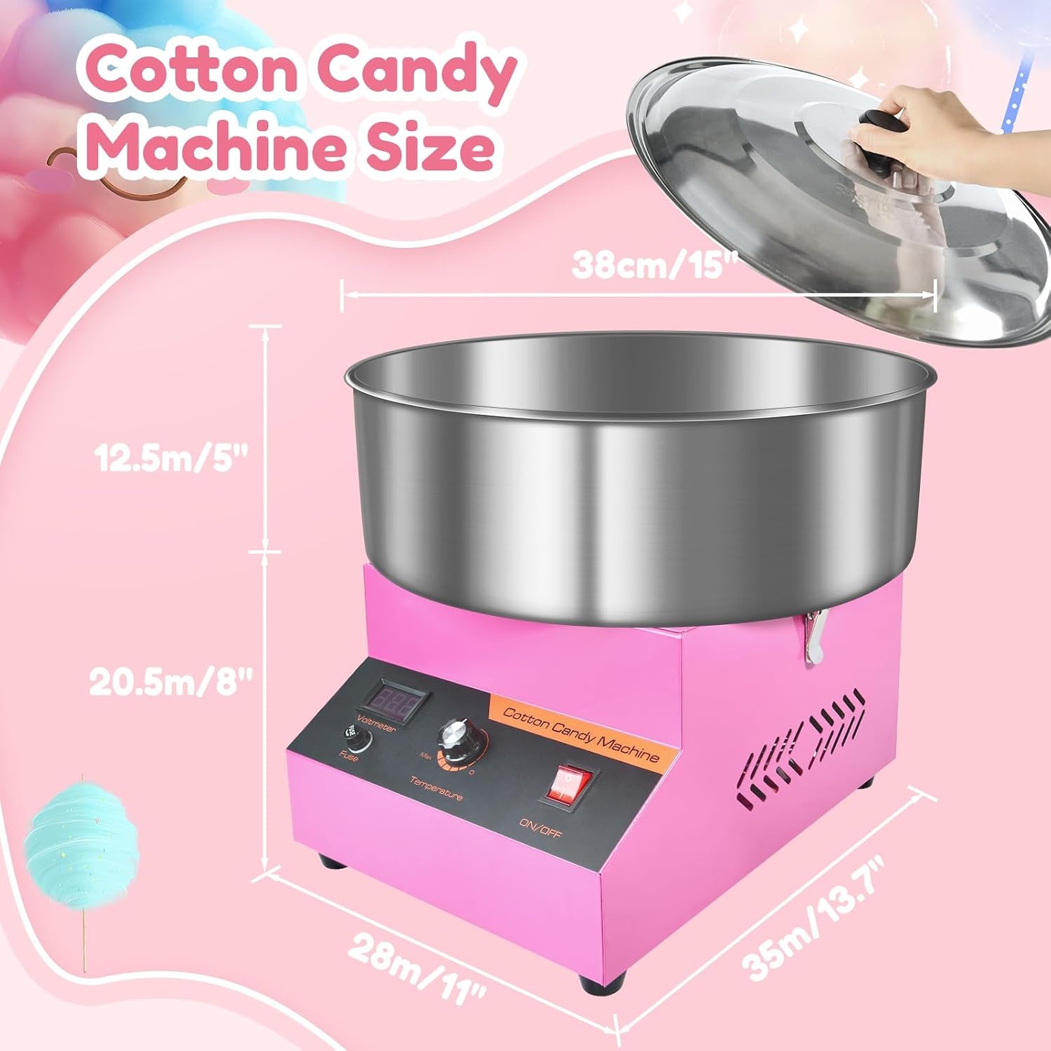 Commerciële Elektrische Suikerspinmachine 1000W Roze - 34% Korting