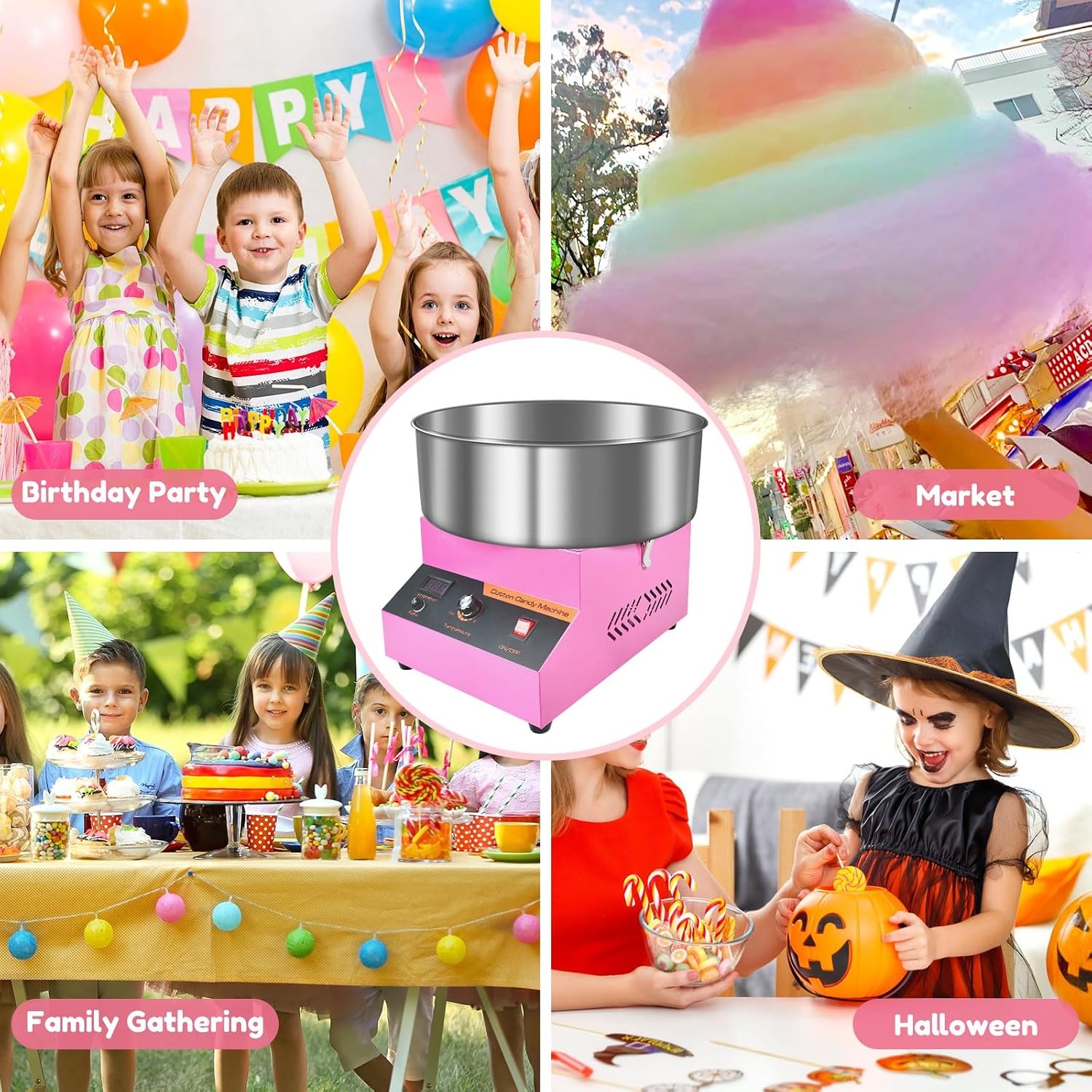 Commerciële Elektrische Suikerspinmachine 1000W Roze - 34% Korting