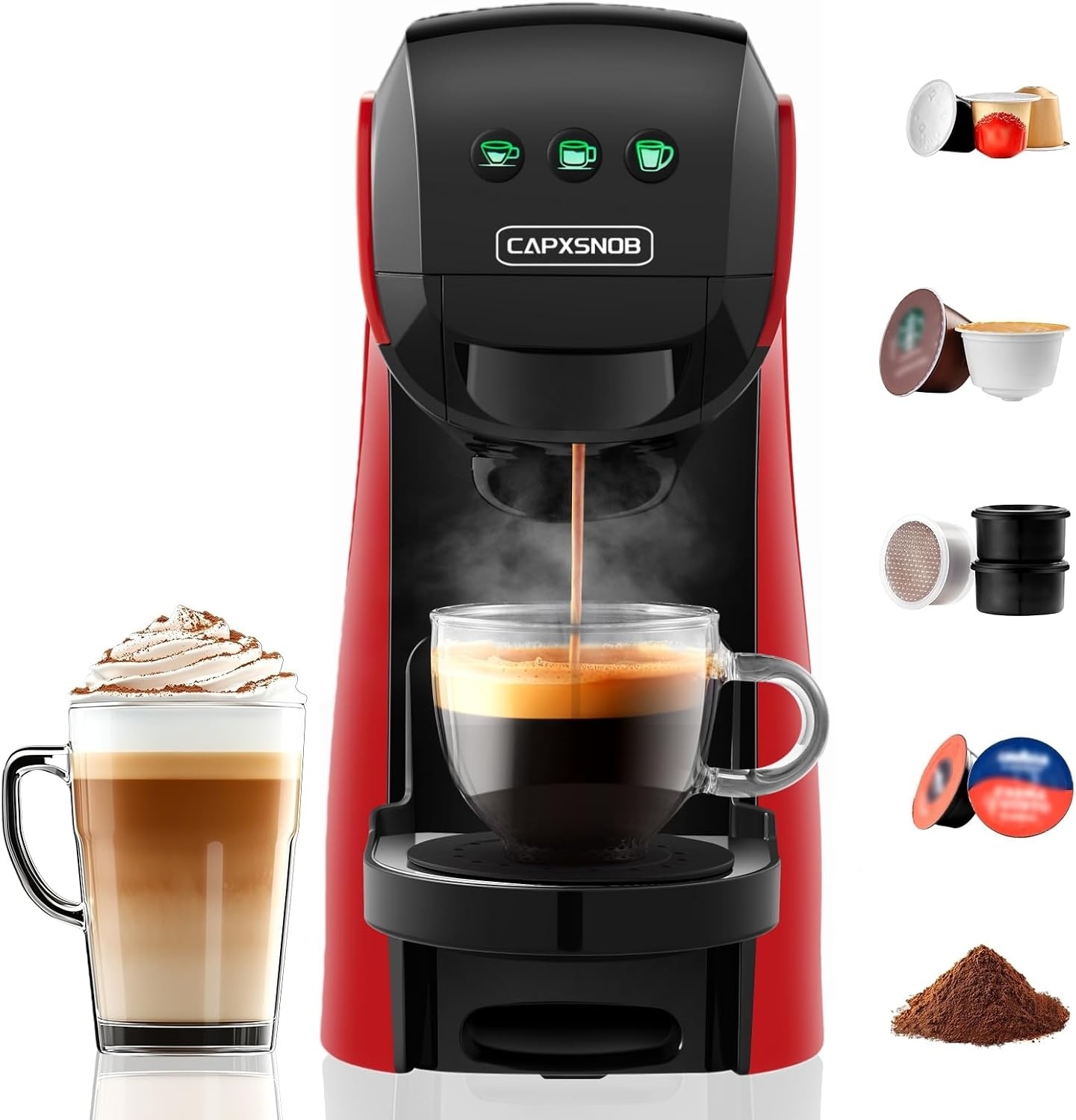 Koffiezetapparaat 5-in-1 Rood - Nespresso, Dolce Gusto, Lavazza & Meer - 20 Bar