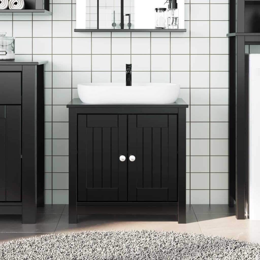 vidaXL Wastafelkast BERG 60x34x59 cm Grenenhout Zwart - 34% Korting