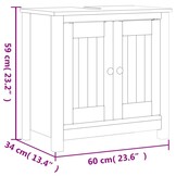 vidaXL Wastafelkast BERG 60x34x59 cm Grenenhout Zwart - 34% Korting