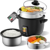 Rijstkoker 1L met Stoomfunctie, Antiaanbaklaag, Warmhoudfunctie - Zwart