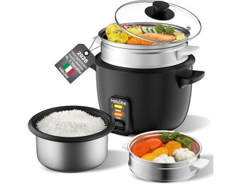 Rijstkoker 1L met Stoomfunctie, Antiaanbaklaag, Warmhoudfunctie - Zwart