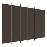 Kamerscherm met 6 panelen, 300x200 cm, stof bruin - 34% Korting!