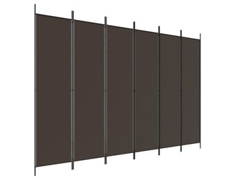 Kamerscherm met 6 panelen, 300x200 cm, stof bruin - 34% Korting!