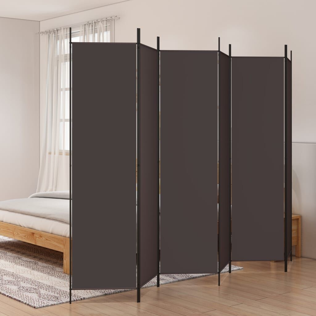 Kamerscherm met 6 panelen, 300x200 cm, stof bruin - 34% Korting!