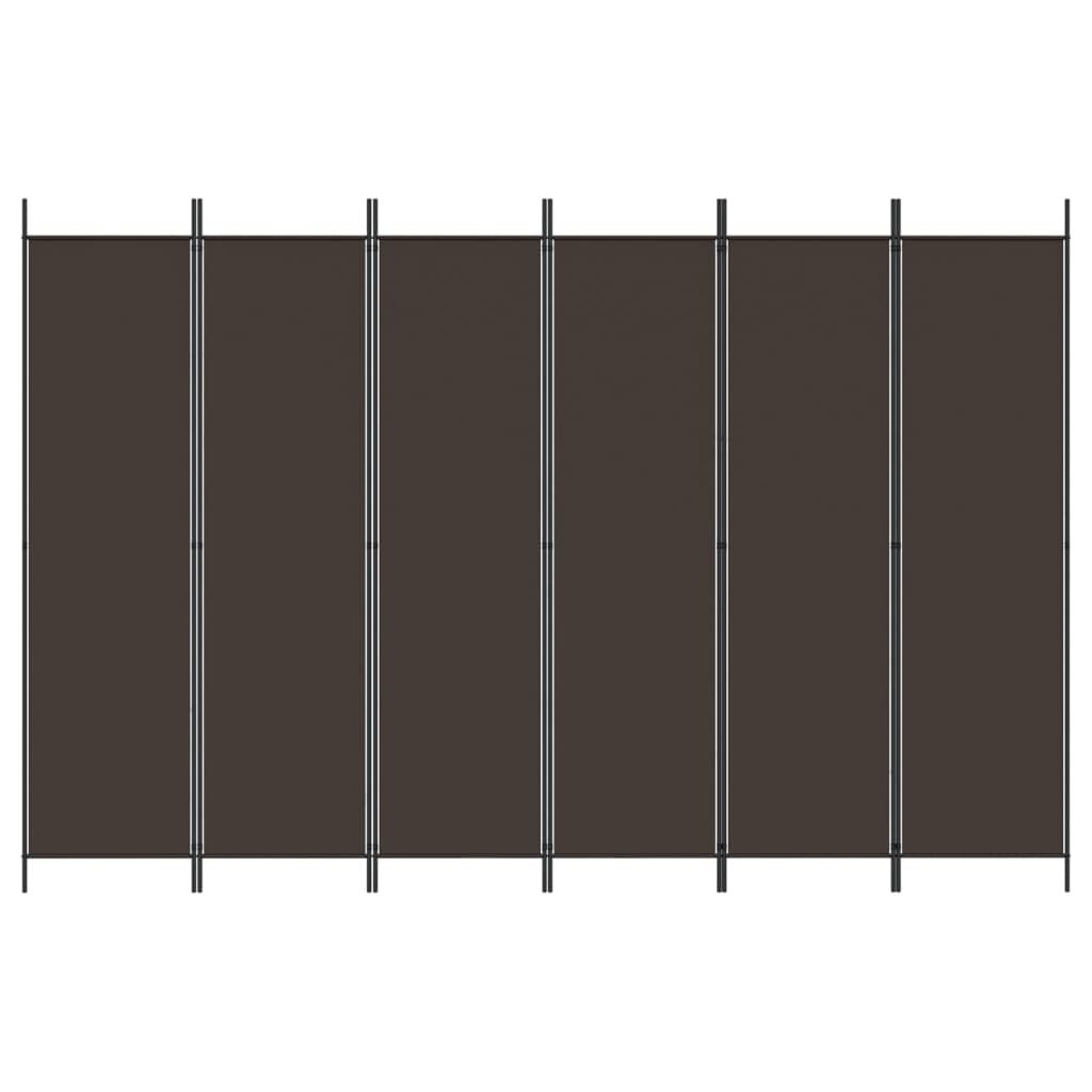 Kamerscherm met 6 panelen, 300x200 cm, stof bruin - 34% Korting!