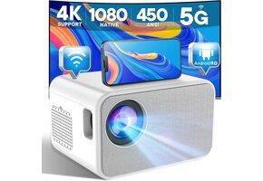 Projector 1080P Native 450 ANSI Lumen Android 9.0 WiFi Wit - 41% Korting