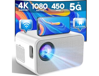 Projector 1080P Native 450 ANSI Lumen 4K Compatibel met Android/iPhone - 35% Korting