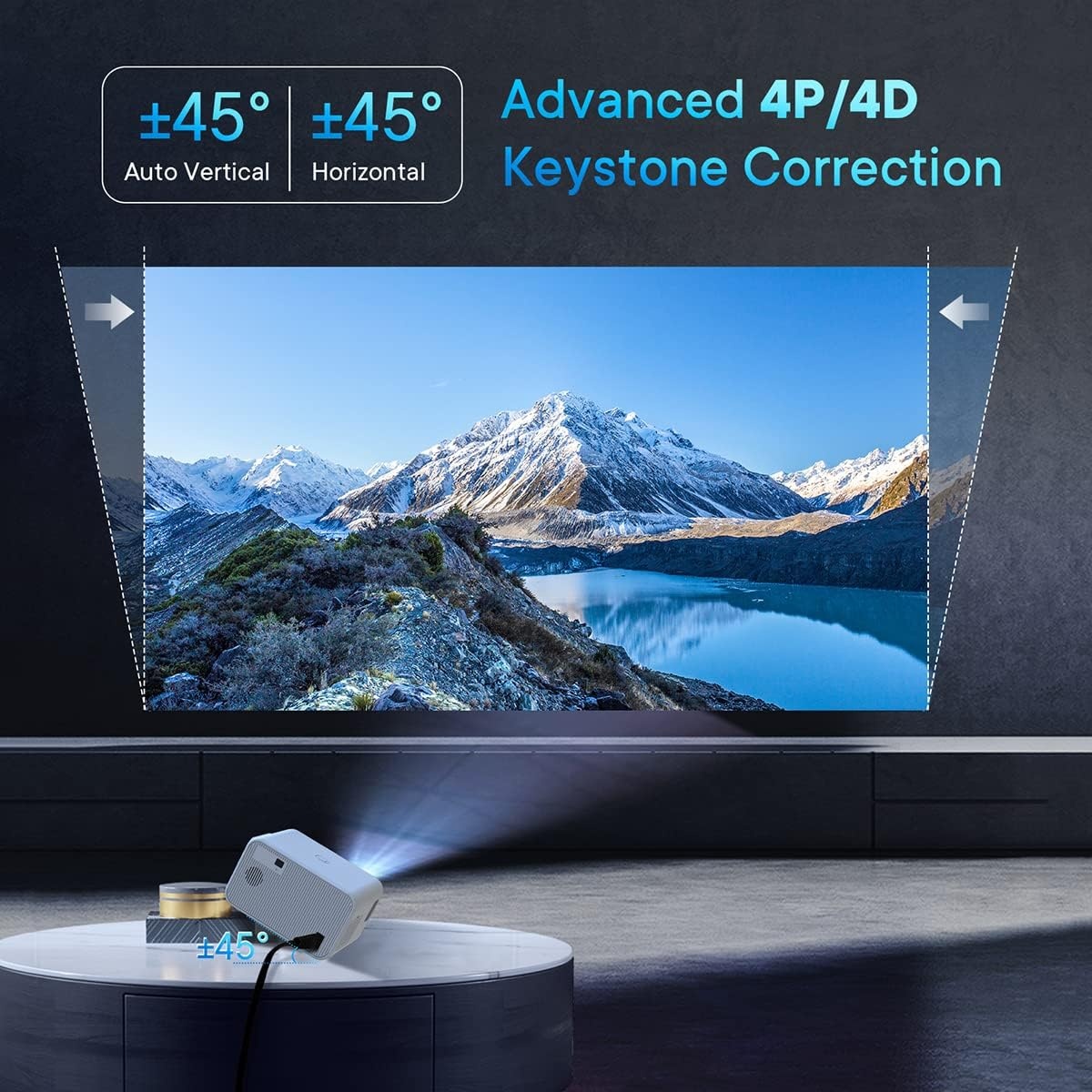 Projector 1080P Native 450 ANSI Lumen 4K Compatibel met Android/iPhone - 35% Korting
