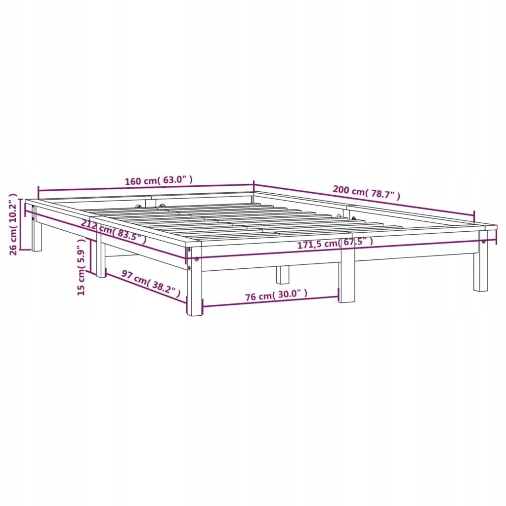 Bedframe Grenenhout 160x200 cm - 35% Korting