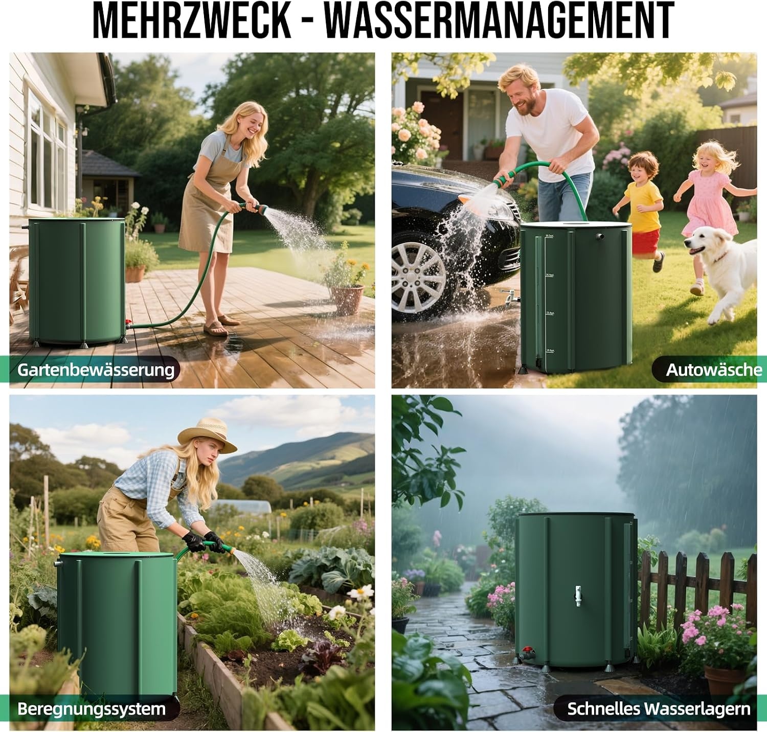 Opvouwbare Regenton Groen 200L | Regenwater Opslag, 2 Kranen & Filter | 34% Korting