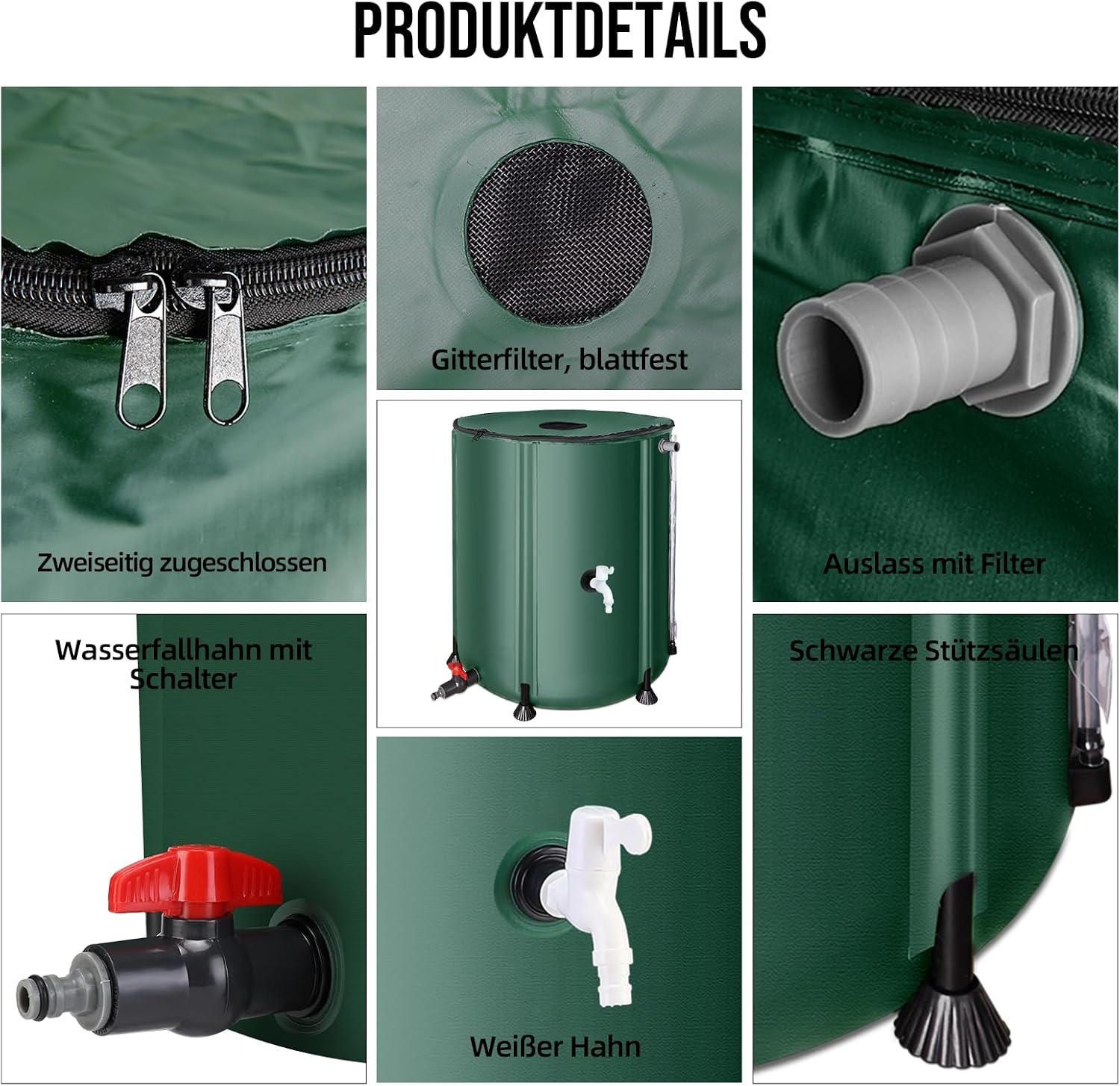 Opvouwbare Regenton Groen 200L | Regenwater Opslag, 2 Kranen & Filter | 34% Korting