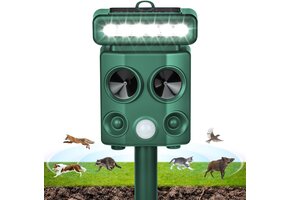 Ultrasoon Dierenverjager met Zonnepaneel & LED - Verjaagt Katten, Honden, Muizen - 38% Korting