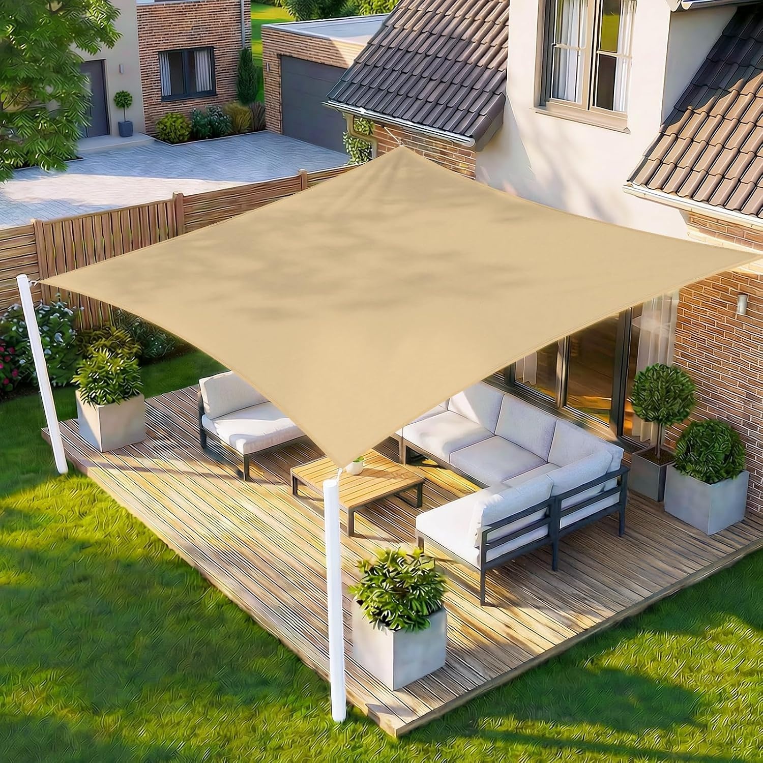 HENG FENG Schaduwzeil Rechthoekig 4x5m Zand - 34% Korting!