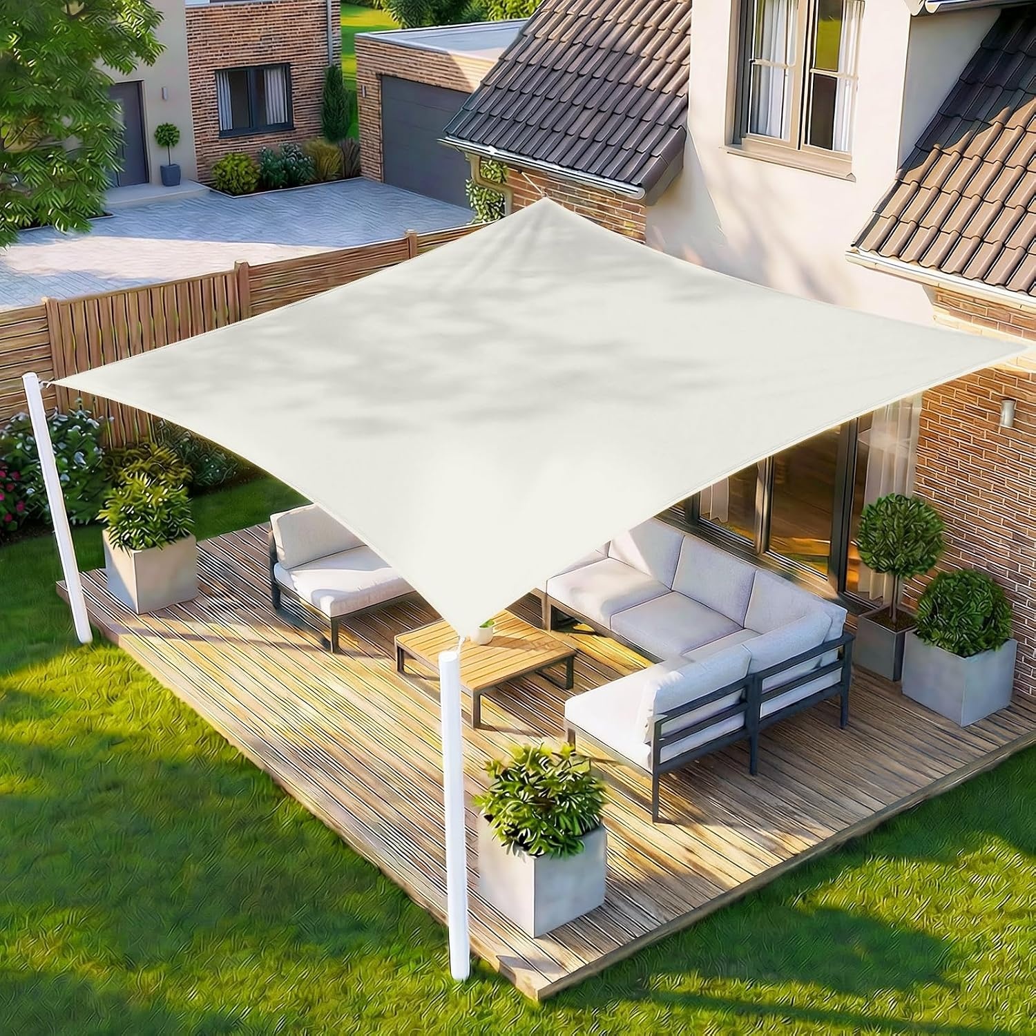 HENG FENG Schaduwzeil Rechthoekig 4x5m Zand - 34% Korting!
