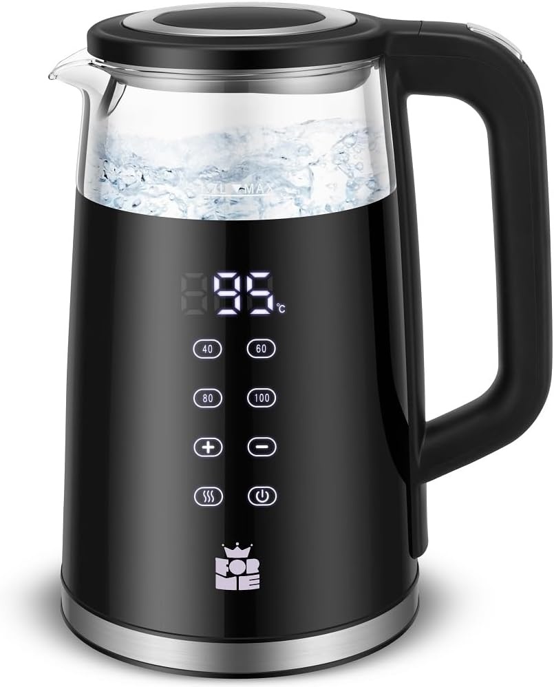 ForMe Glazen Waterkoker 1,7L, Temperatuurkeuze & Warmhoudfunctie - 33% Korting!