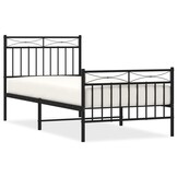 Zwart metalen bedframe met hoofdbord - 90x200 cm - 34% korting