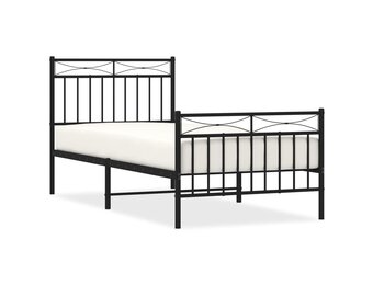 Zwart metalen bedframe met hoofdbord - 90x200 cm - 34% korting