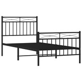 Zwart metalen bedframe met hoofdbord - 90x200 cm - 34% korting