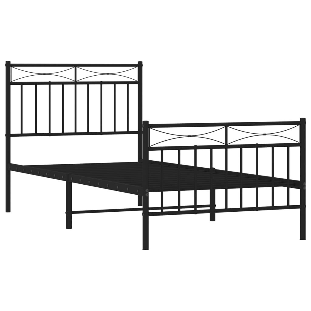 Zwart metalen bedframe met hoofdbord - 90x200 cm - 34% korting
