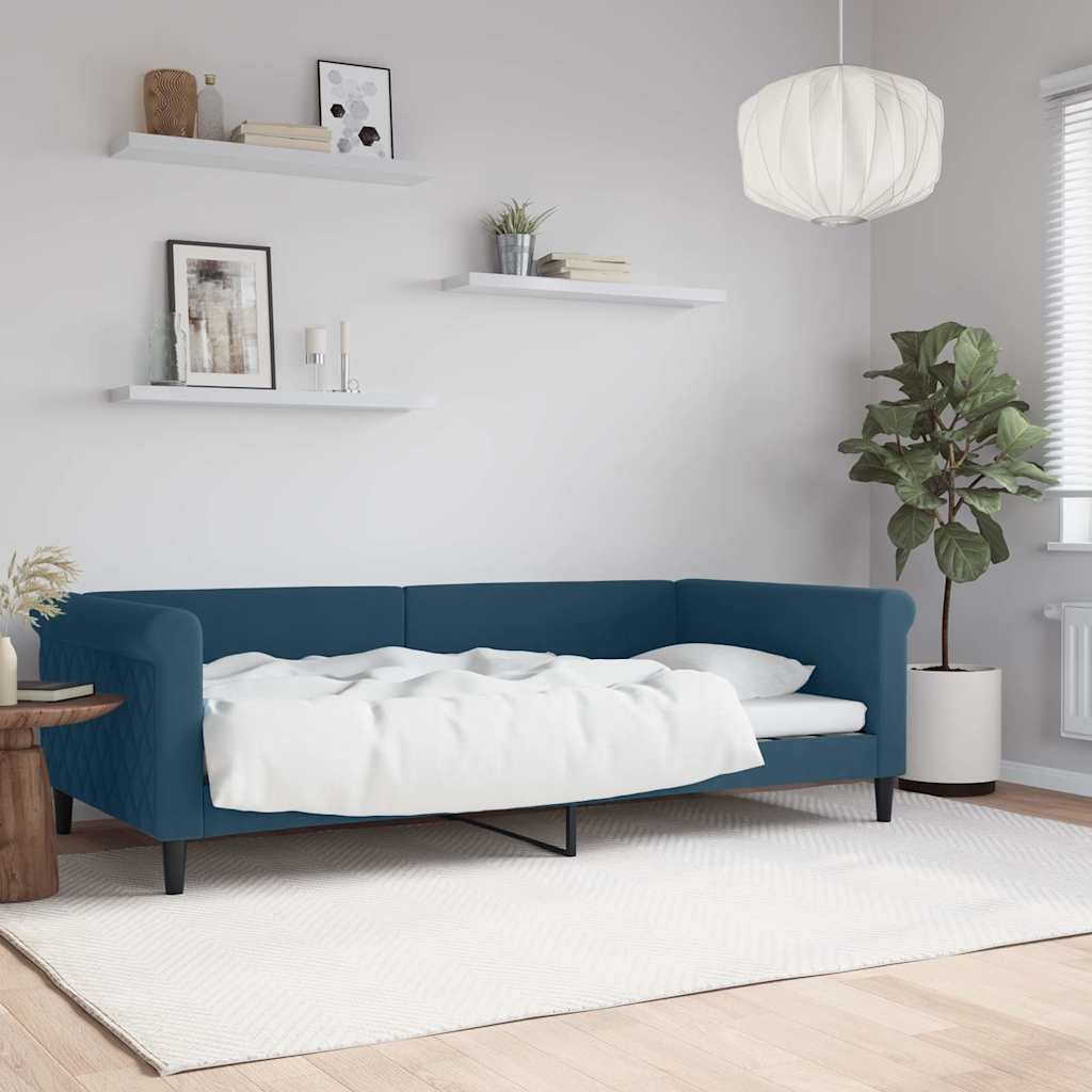 Blauwe Slaapbank Fluweel 100x200 cm - 35% Korting