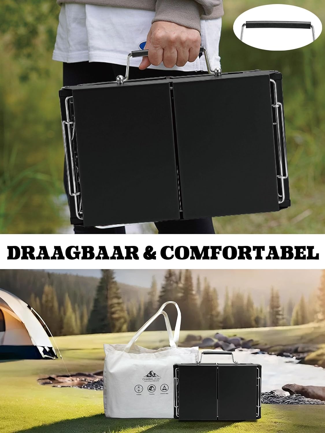 Opvouwbare Houtskoolbarbecue Zwart (39x27 cm) - 34% Korting!