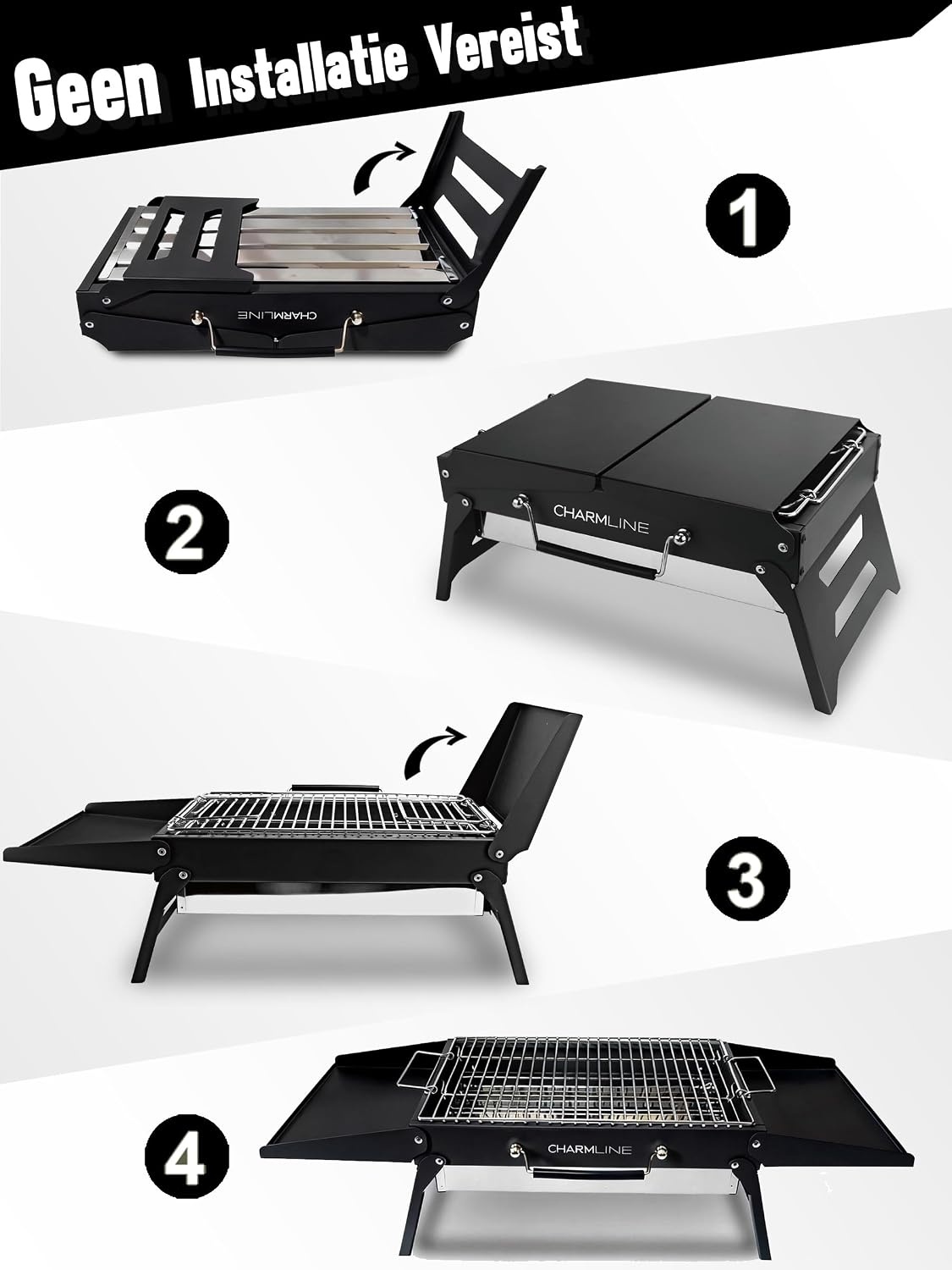 Opvouwbare Houtskoolbarbecue Zwart (39x27 cm) - 34% Korting!