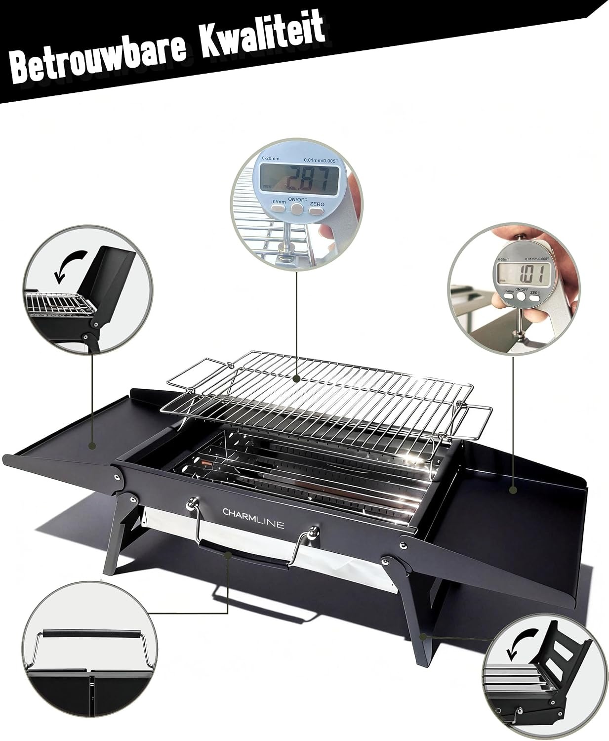 Opvouwbare Houtskoolbarbecue Zwart (39x27 cm) - 34% Korting!