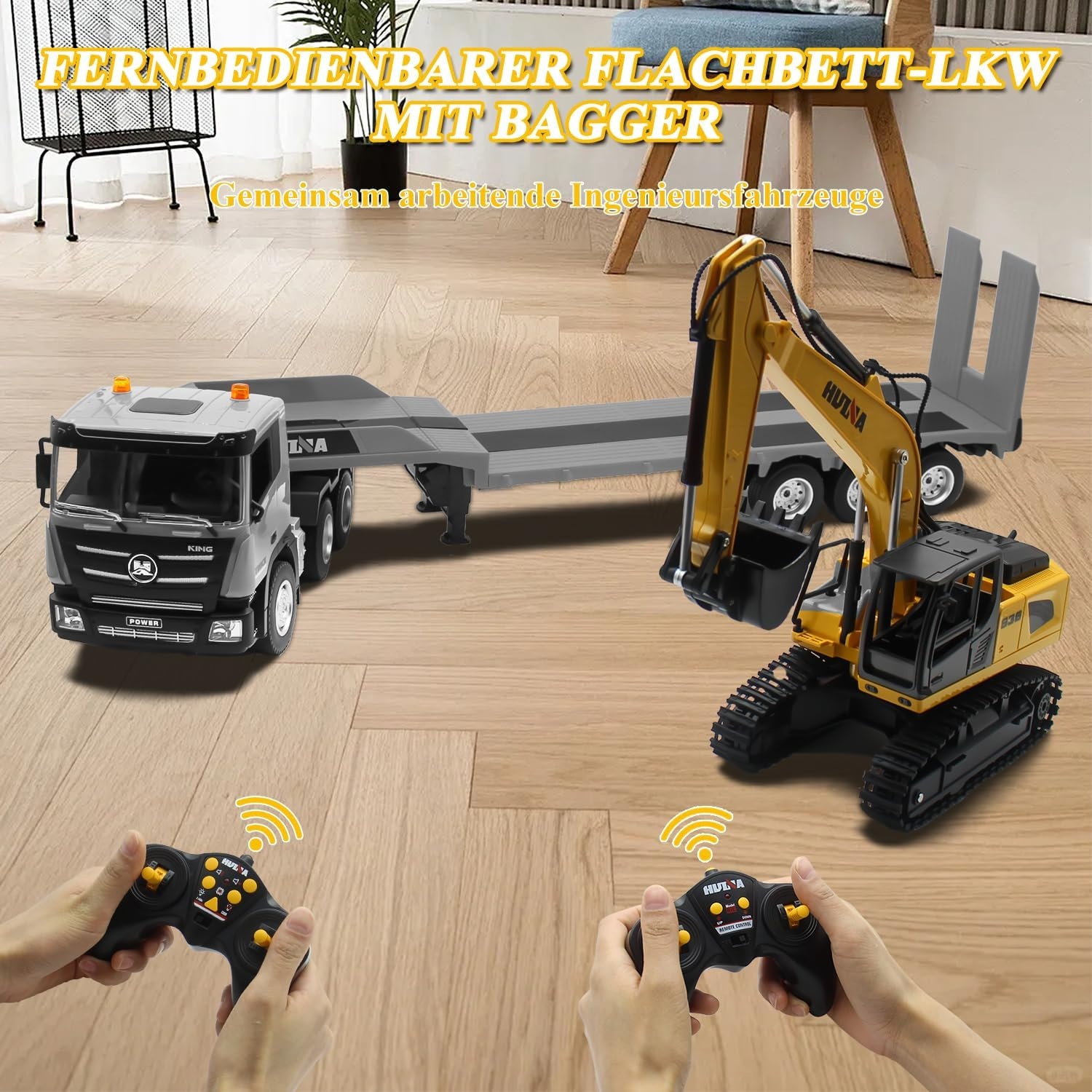 RC Semi Truck met Graafmachine 1:24 - 9 Kanaals Functies + 34% Korting