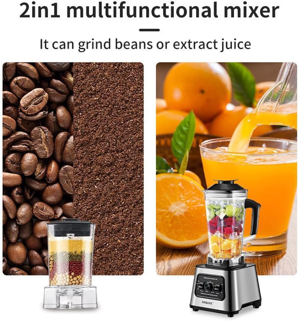 SOKANY SK-999 Blender & Koffiemolen 2.5L - 6000W - 15 Snelheden (34% Korting)