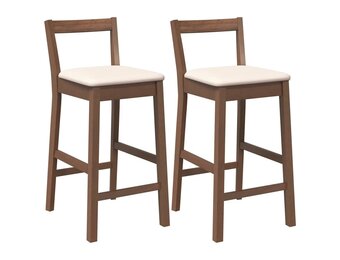 Barkrukken met kussens 2 stuks Bruin massief hout rubber - 35% korting