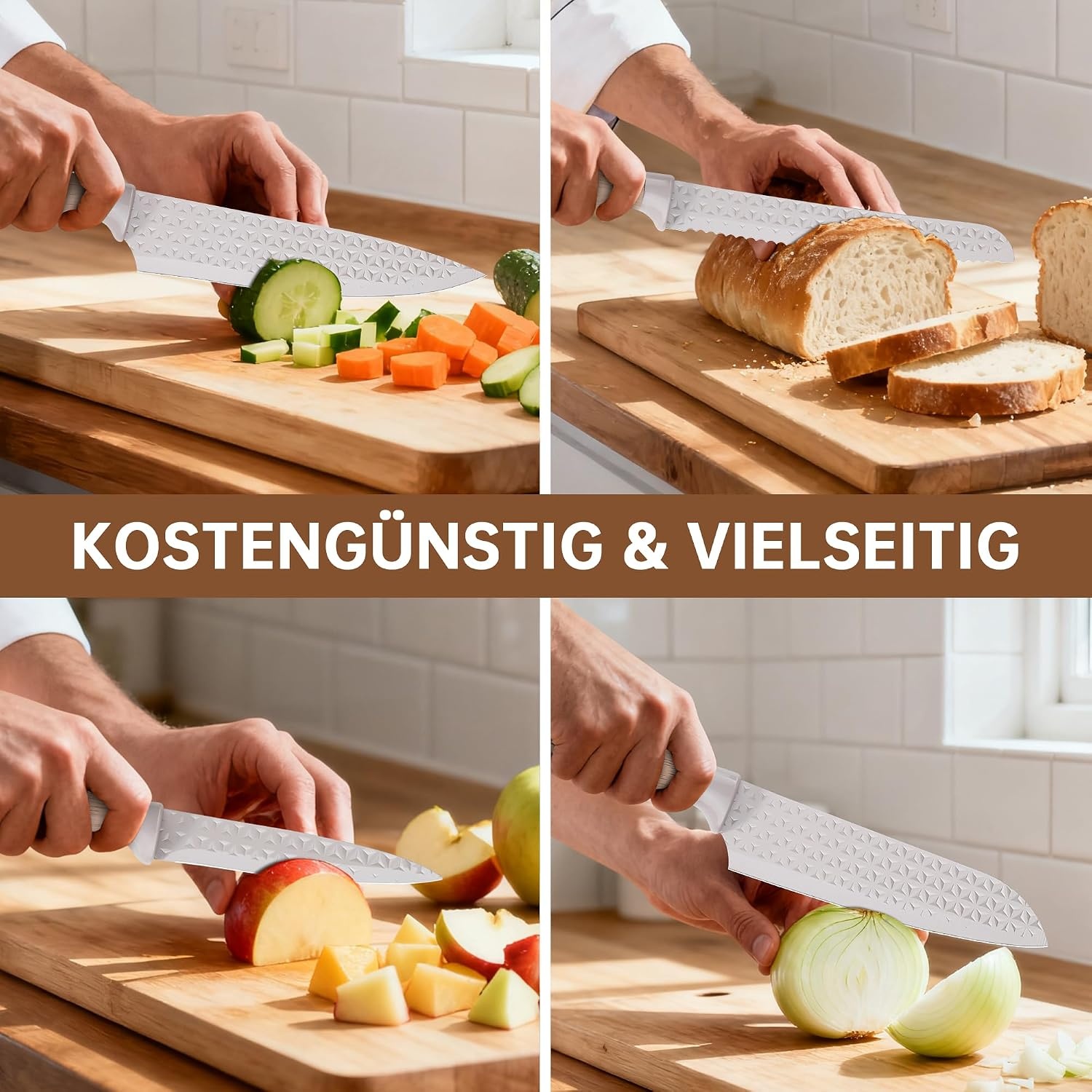 Messenset 6-delig Khaki met Blok | Roestvrij Staal | Antiaanbaklaag | 33% Korting