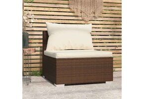 vidaXL Tuinmiddenbank met Kussens - Poly Rattan Bruin (47% Korting)