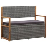 Opbergbank Poly Rattan & Acaciahout 115 cm Grijs - 35% Korting