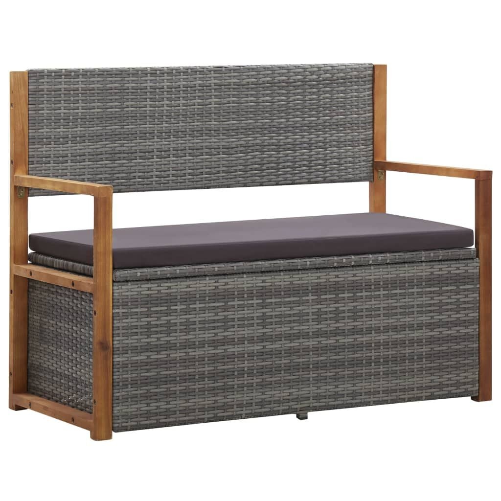 Opbergbank Poly Rattan & Acaciahout 115 cm Grijs - 35% Korting
