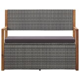 Opbergbank Poly Rattan & Acaciahout 115 cm Grijs - 35% Korting