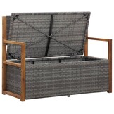Opbergbank Poly Rattan & Acaciahout 115 cm Grijs - 35% Korting
