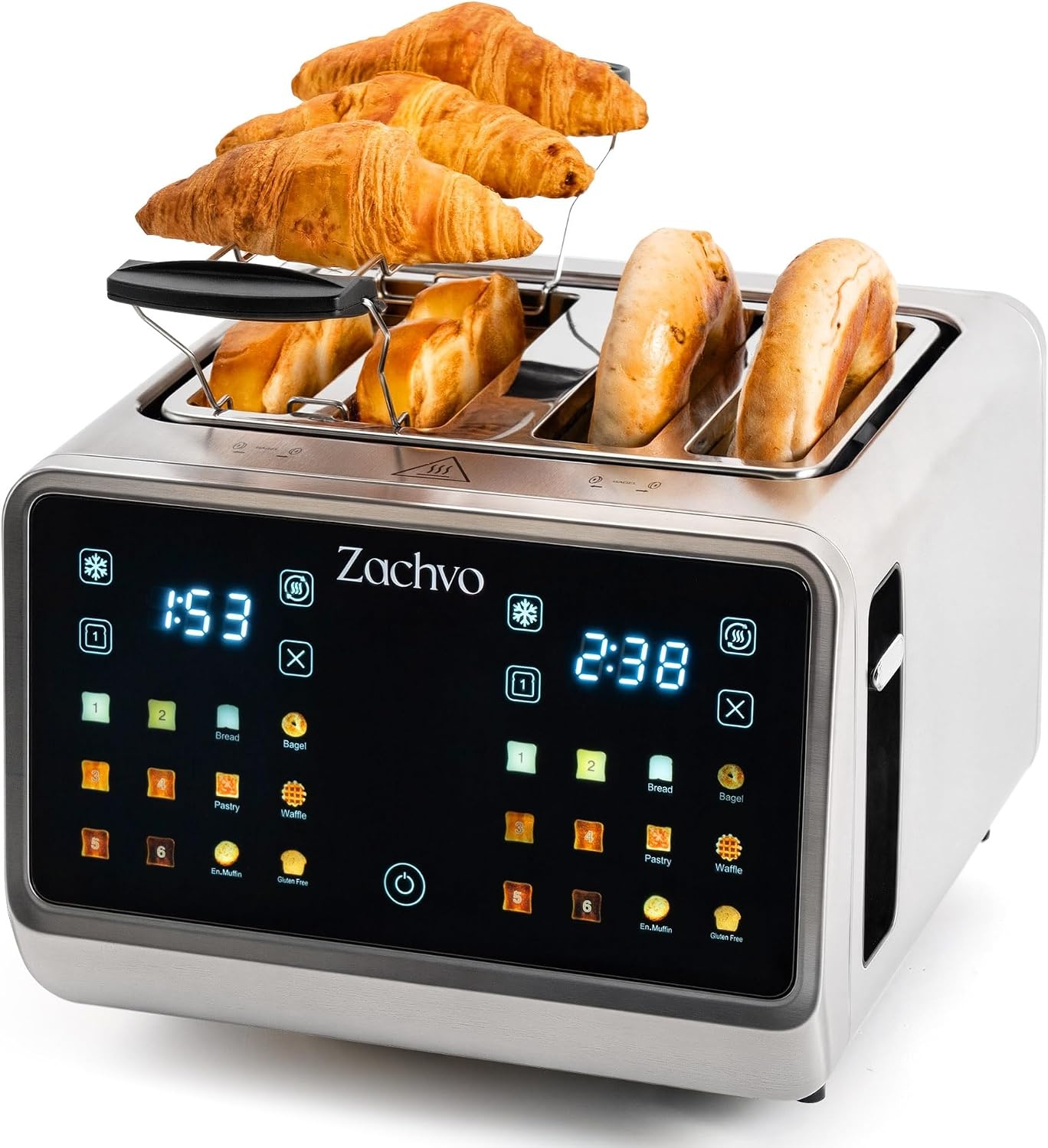 Zilveren RVS Broodrooster voor 4 Sneden met Touchscreen - 34% Korting
