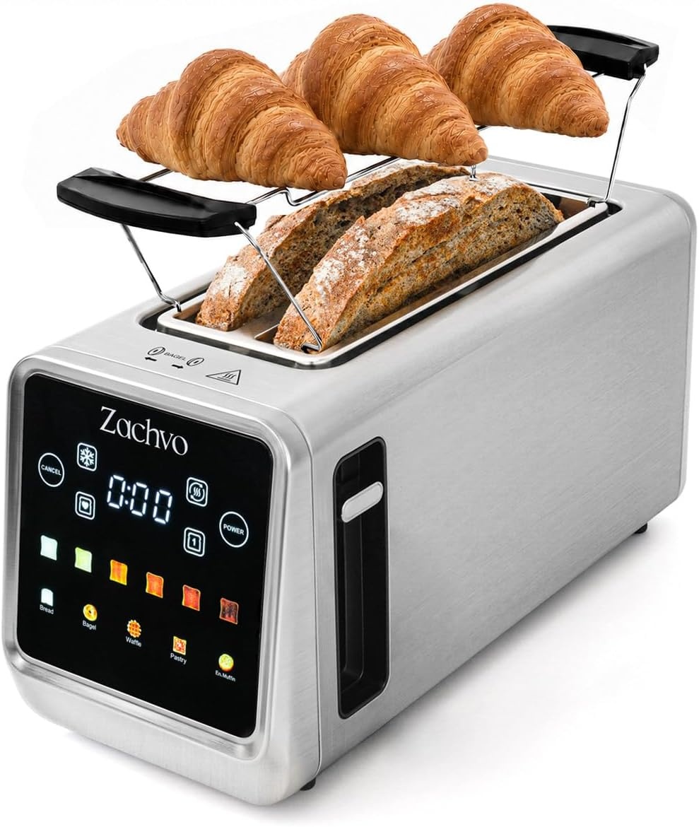 Zilveren RVS Broodrooster voor 4 Sneden met Touchscreen - 34% Korting