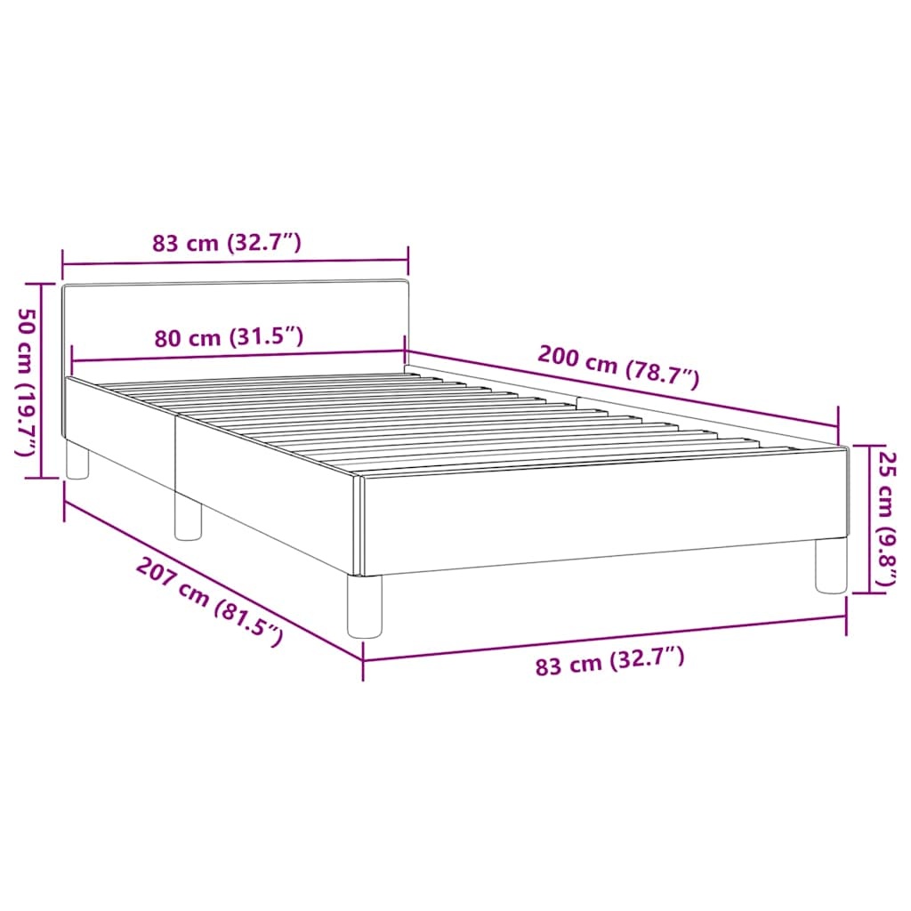 Zwart Bedframe met Hoofdeinde 80x200 cm - 34% Korting
