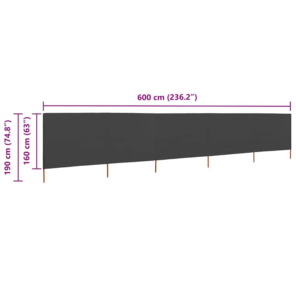 VidaXL Windscherm 5-panelen 600x160 cm Antraciet - 54% Korting