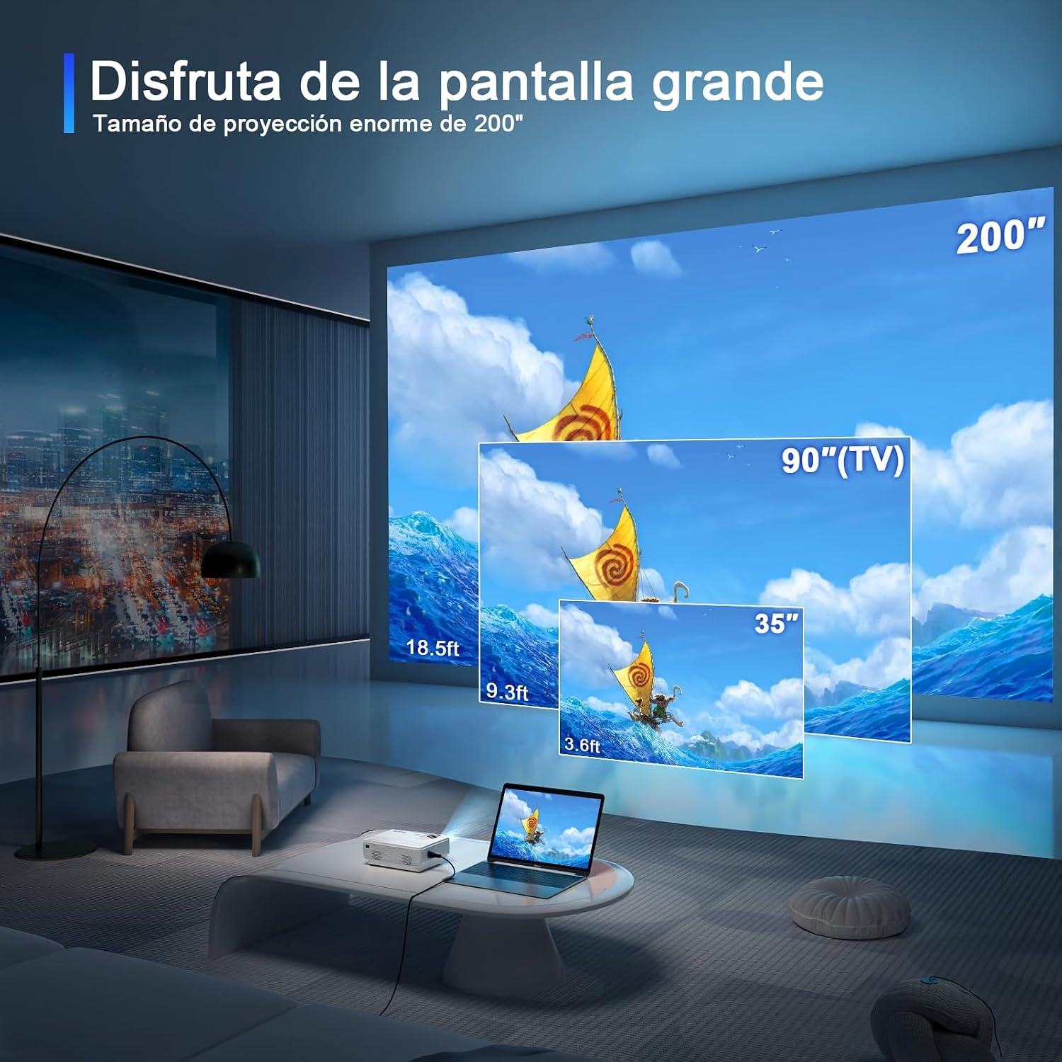 Draagbare Mini Projector 1080P HD WiFi Bluetooth 34% Korting