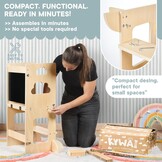 Montessori Leertoren 3-in-1 met Krijtbord - Opvouwbaar Houten Bureau & Stoel - 29% Korting