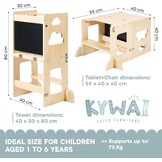 Montessori Leertoren 3-in-1 met Krijtbord - Opvouwbaar Houten Bureau & Stoel - 29% Korting