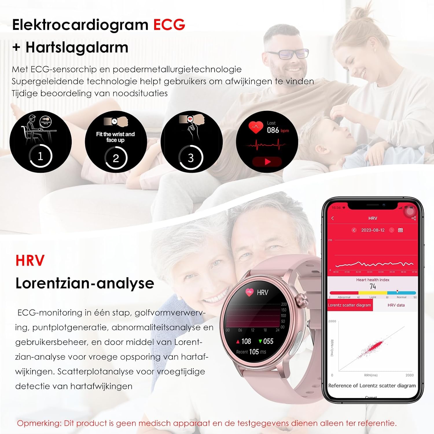 Smartwatch ECG Hartslag Bloeddruk 1.39" Zwart - 53% Korting