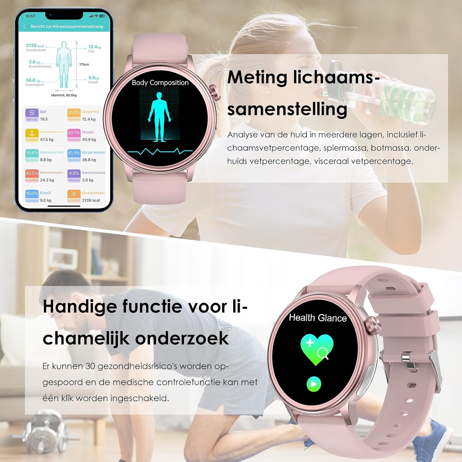 Smartwatch ECG Hartslag Bloeddruk 1.39" Zwart - 53% Korting